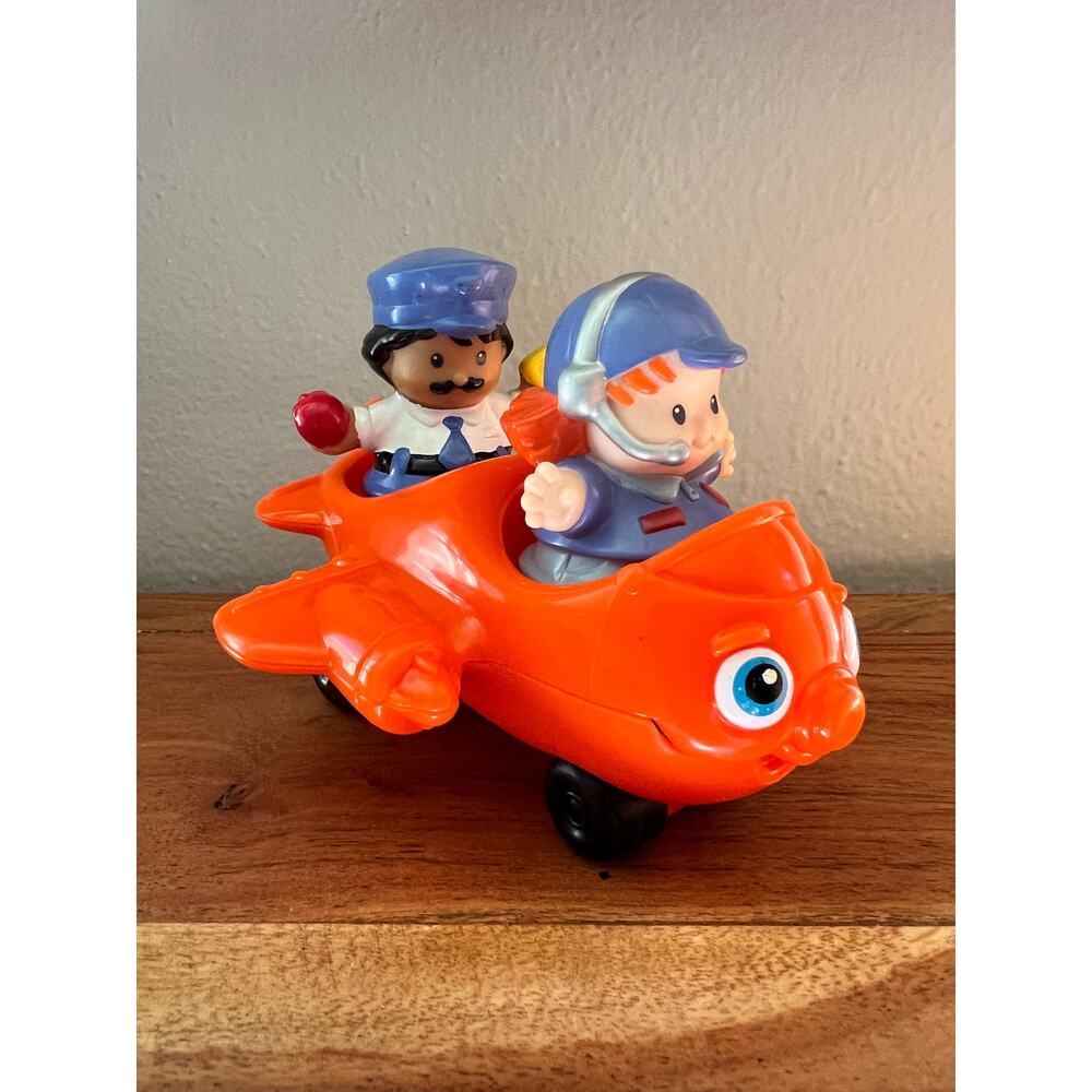 Fisher-Price Little People Orange 2 Seater Airplane 2001 with Two Figures 2005